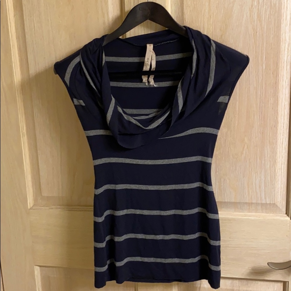 Anthropologie Striped Jersey Tee with Cowl Neck S